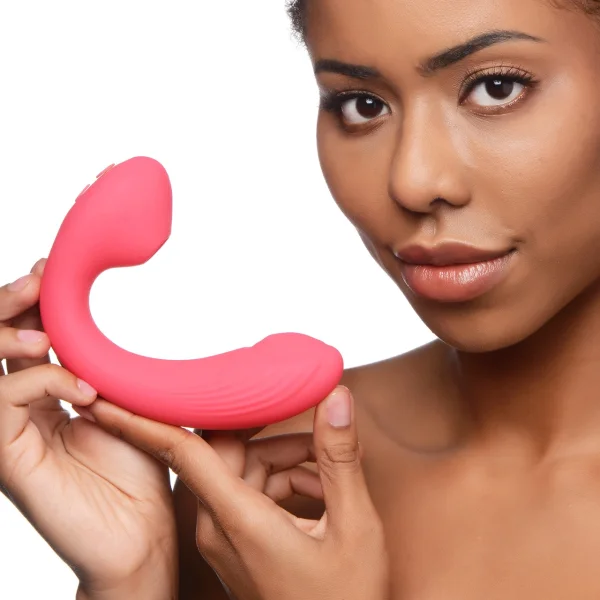 Shegasm Joy-Pulse Flexible Silicone G-Spot Pulsing Vibrator & Pressure Wave Clitoral Stimulator - Pink