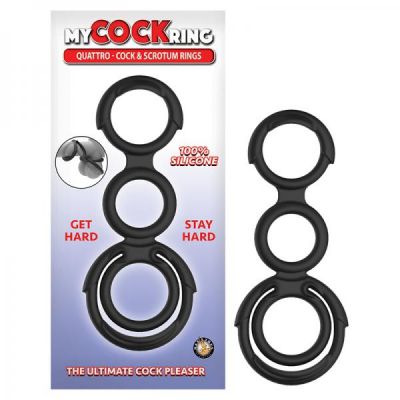 My Cockring Quattro Cock Scrotum Rings Black