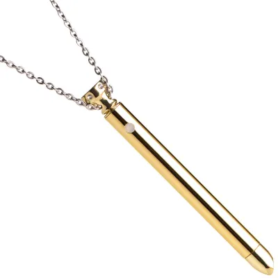 Charmed 7X Rechargeable Stainless Steel Vibrating Necklace Gold