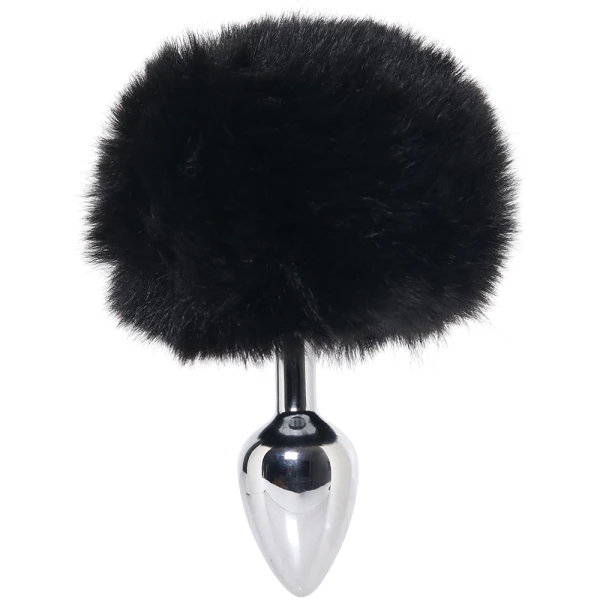 WhipSmart 3 Inch Fluffy Bunny Metal Plug in Black — image 5 of 6