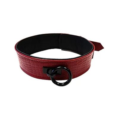 Leather Collar Cuffs Burgunday Black Accessories