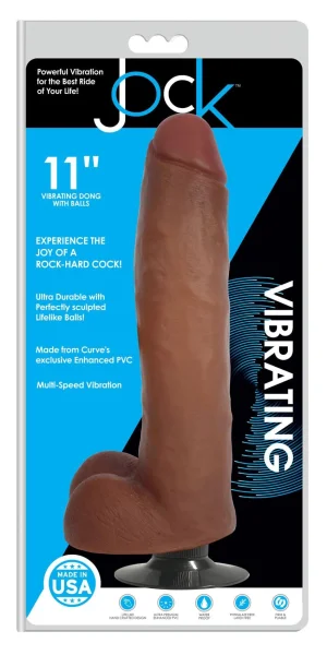 Jock 11" Vibrating Dong With Balls Latte