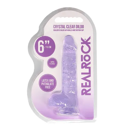 6 Inch Realistic Dildo With Balls Purple