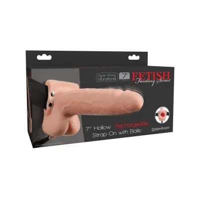 Fetish Fantasy Series 7 Hollow Rechargeable Strap on With Balls Flesh