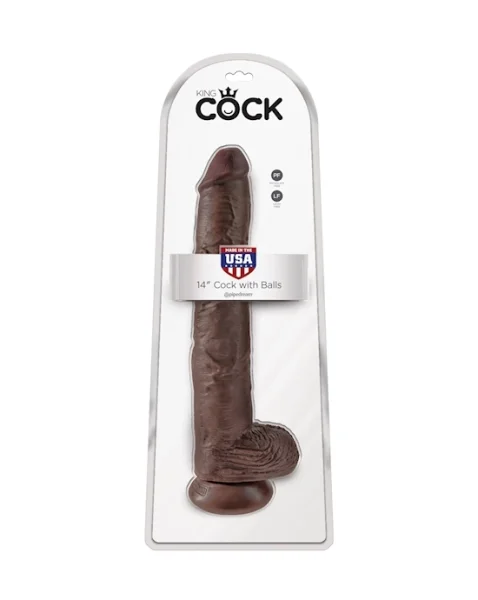 King Cock Suction Cup Dildo - Brown - 14 Inch