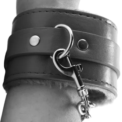 Black White Plush Ankle Cuffs