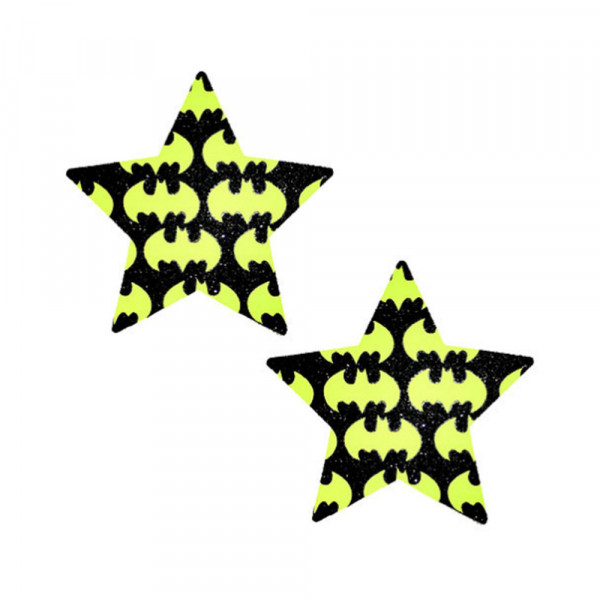 Neva Nude Pasty Star Neon Batman Signal Glitter Black