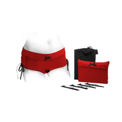 Strap on Dildos Harnesses Spareparts Sasha Cinch Booty Short Harness Red black Size M