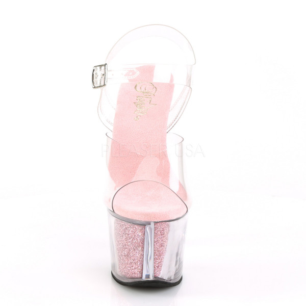 7 inches Heel, 2 3/4 inches PF Ankle Strap Sandal w/ Tinted Heel — image 6 of 16