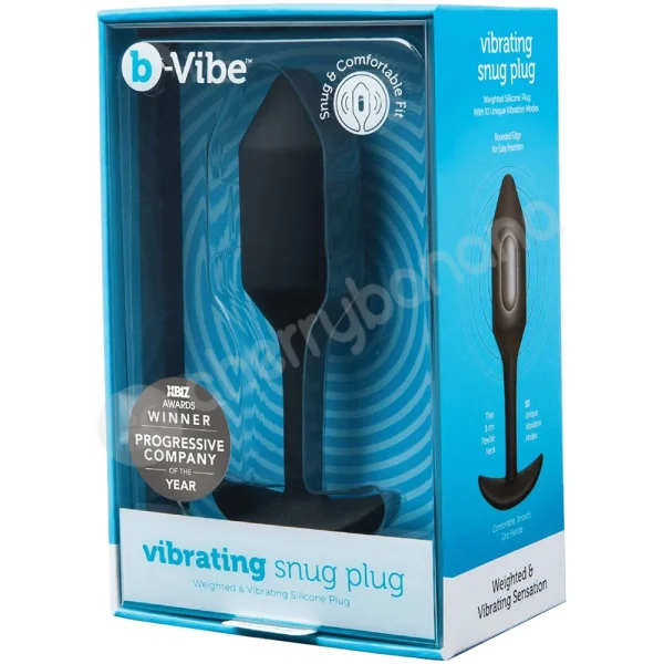B-Vibe Vibrating Snug Plug Medium Black Weighted Silicone Butt Plug