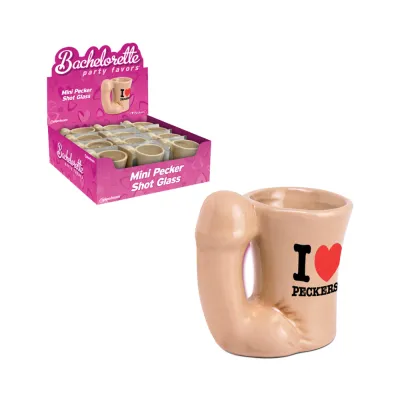 Bachelorette Party Favors Mini Pecker Shot Glass Display Of 12