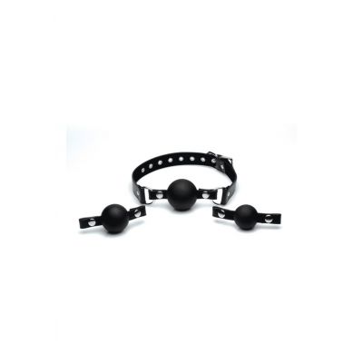Interchangeable Silicone Ball Gag Set Black