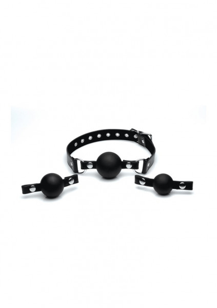 Interchangeable Silicone Ball Gag Set - Black