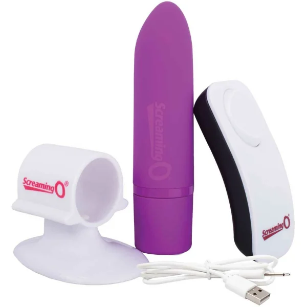 Charged Positive Remote Rechargeable 20 Function Vibrator By Screaming O - Grape