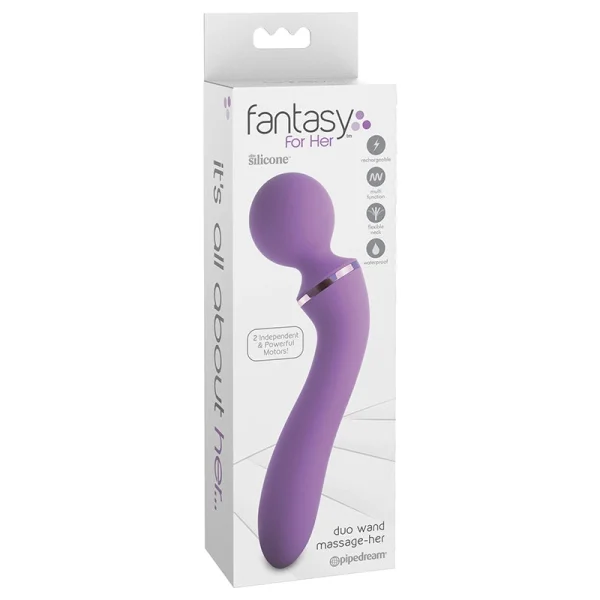 Fantasy For Her Silicone Rechargeable Duo Wand Massage-Her - Dual Function Wand With G-Spot Vibrator