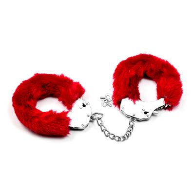 Fetish Pleasure Fluffy Hand Cuffs Red Red
