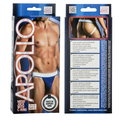 California Exotic Apollo Mesh Jock with C Ring M L Blue