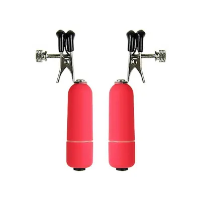 Vibrating Nipple Clamps Red Red