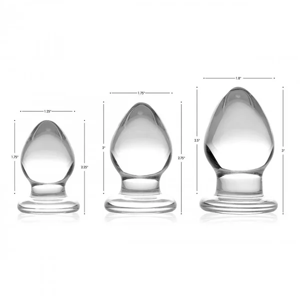 Triplets 3 Piece Clear Glass Anal Plug Trainer Kit by Trinity Vibes — image 3 of 5