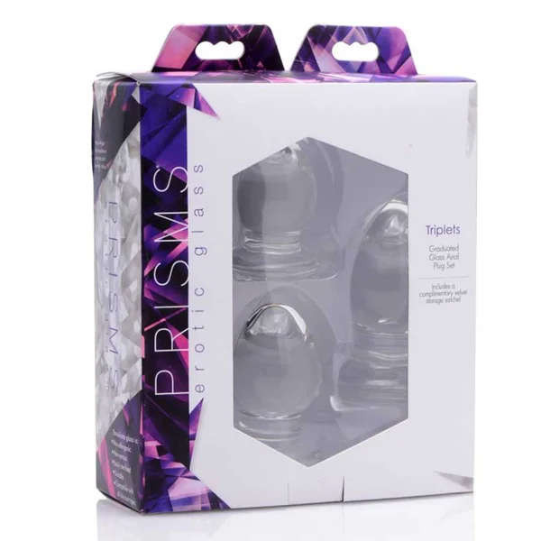 Triplets 3 Piece Clear Glass Anal Plug Trainer Kit by Trinity Vibes — image 5 of 5