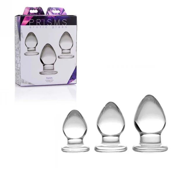 Triplets 3 Piece Clear Glass Anal Plug Trainer Kit by Trinity Vibes — image 2 of 5