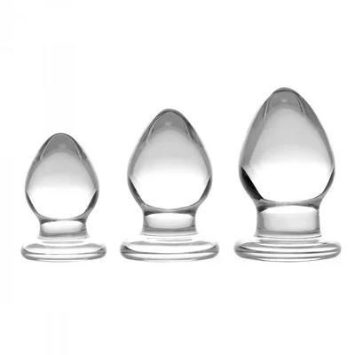 Triplets 3 Piece Clear Glass Anal Plug Trainer Kit by Trinity Vibes