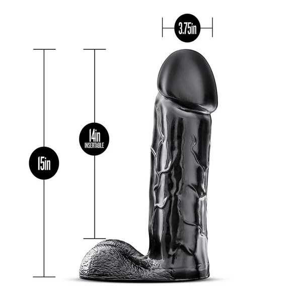 Jet Brutalizer 15 Inch Black Anal Dildo with Balls by Blush Novelties — image 3 of 3