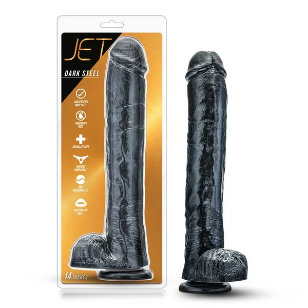 Jet Dark Steel 14 Inch Carbon Metallic Anal Dildo with Balls by Blush Novelties — image 2 of 8