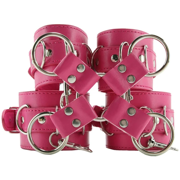 Leather Hand And Legcuffs - Pink