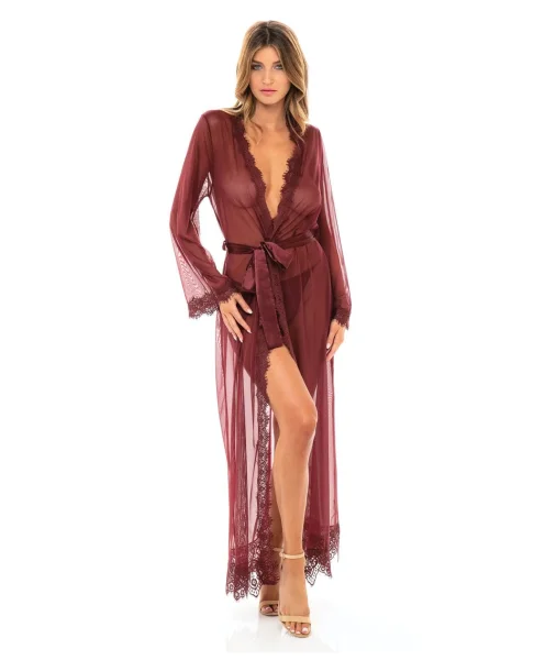 Oh La La Cheri Provence Eyelash Lace Zinfandel Robe — image 9 of 9