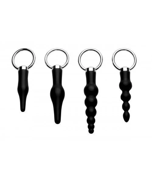 4 Piece Silicone Anal Ringed Rimmers Set Black