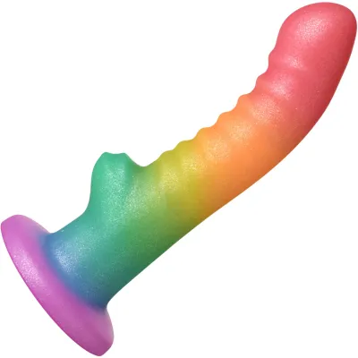 Simply Sweet Ribbed Rainbow 6 6 Silicone Suction Cup Dildo