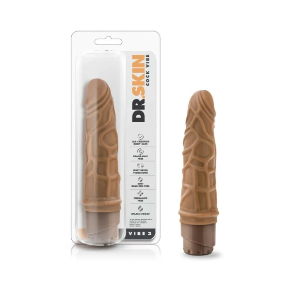 Dr. Skin - Cock Vibe - 7.25 Inch Vibrating Cock - Mocha