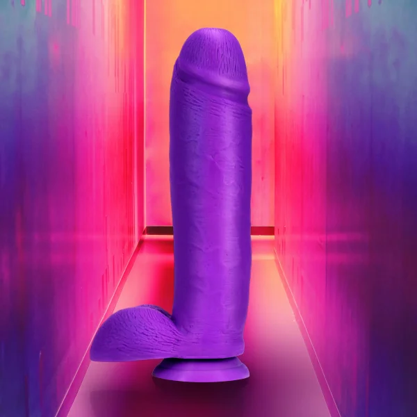 Neo Elite - 10-inch Silicone Dual-density Cock With Balls - Neon Purple