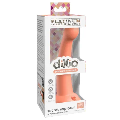 Dillio Platinum Secret Explorer 6 Inch Dildo Peach