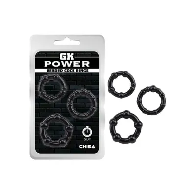 Beaded Cock Ring Set Black 3 Pack