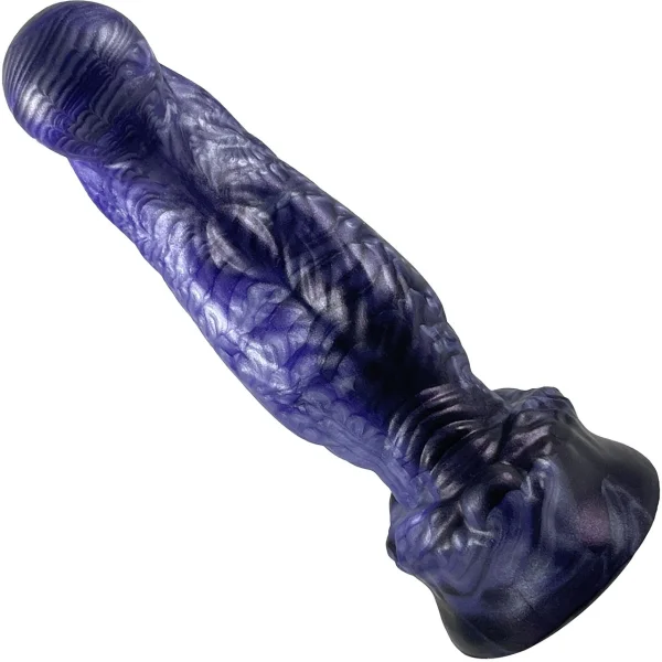The Bent Knot Alien Monster 6.75" Silicone Dildo By Uberrime - Nebula Violet