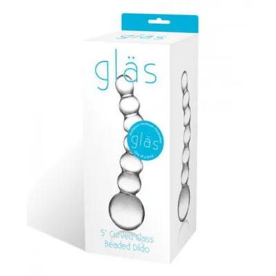 Glas 5 inches Curved Glass Beaded Dildo Clear