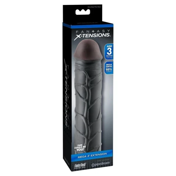 Fantasy X-Tension Mega 3-Inch Penis Extension Sleeve - Black
