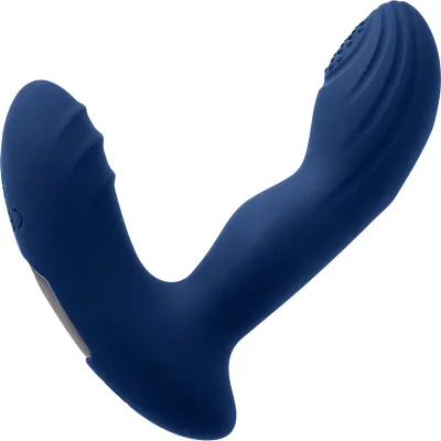 Playboy Pleasure Pleaser Silicone Rechargeable Vibrating Prostate Massager With Remote Blue