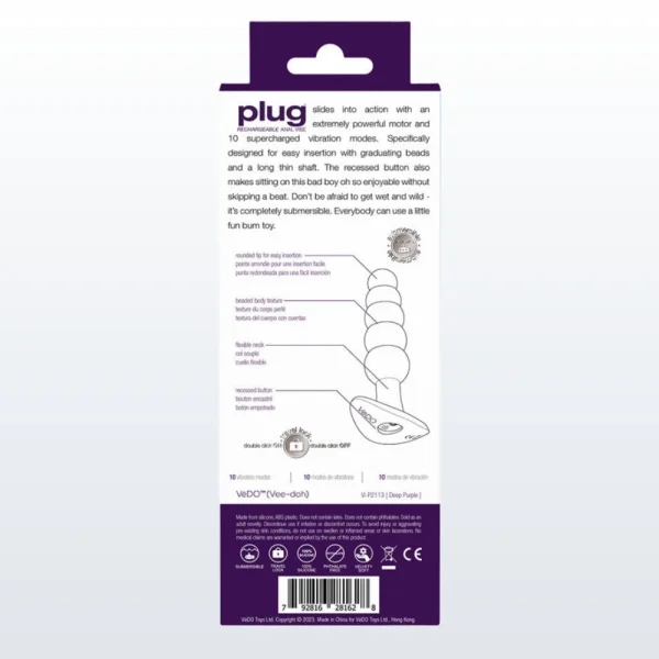 VeDO Plug Vibrating Butt Plug - Purple