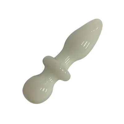 White Glass Butt Plug White 4 5 Inch