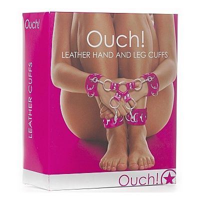 Leather Hand And Legcuffs Pink