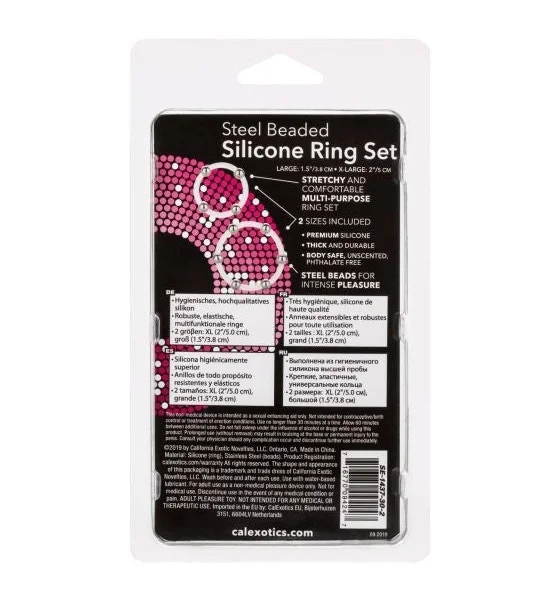 Steel Beaded Silicone Ring Set