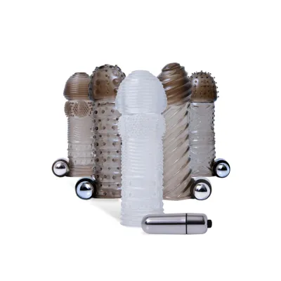 Adam and Eve Vibrating Penis Sleeve Kit 6 Pce