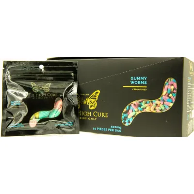 Mile High Cure Hemp Gummy Worms 500mg 10ct Display