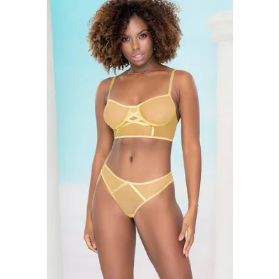 Mapale by Espiral Yellow Mesh Bra with Thong