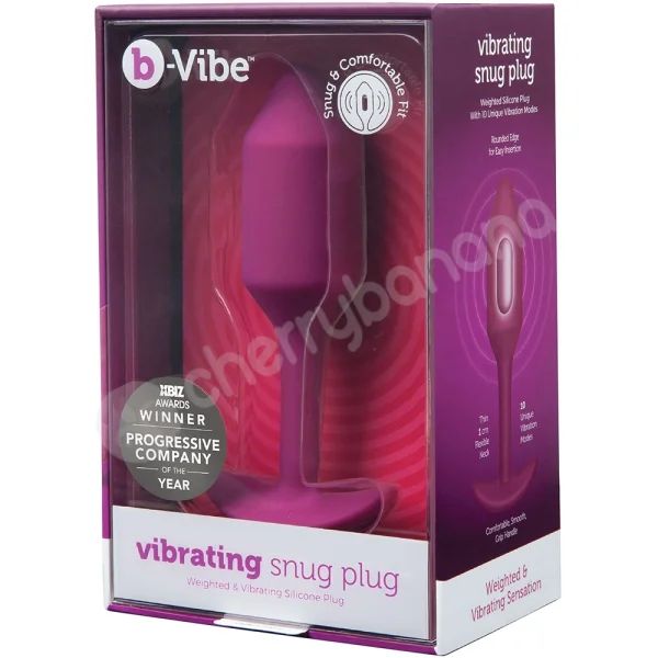 B-Vibe Vibrating Snug Plug Medium Purple Weighted Silicone Butt Plug
