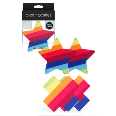 nsnovelties Pretty Pasties Pride Cross Star Rainbow Nipple Pasties 2 Pair