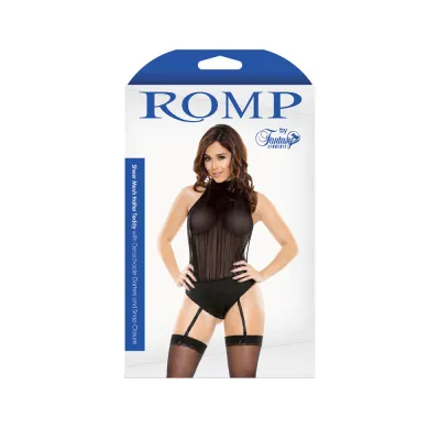 Romp Sheer Mesh Halter Teddy Black S M